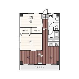 レジデンス足利 2LDKの間取図画像