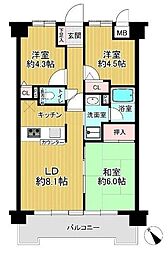 グリーンビレッジ東武動物公園 3LDKの間取図画像