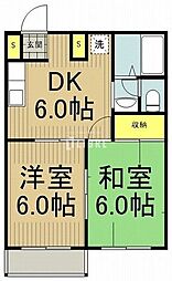 多摩都市モノレール 泉体育館駅 徒歩11分の賃貸アパート 1階2DKの間取り