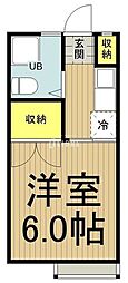 JR八高線 北八王子駅 徒歩14分の賃貸アパート 2階1Kの間取り