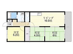 バーンフリート赤大路A棟 3LDKの間取図画像