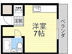 コーポ扇 ワンルームの間取図画像