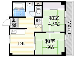 メゾンプランタン 2DKの間取図画像