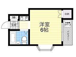 ガルボ茨木 1Kの間取図画像