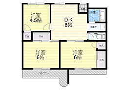 グロリア白川 3DKの間取図画像