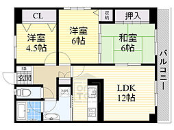 リバーサイド千里丘 3LDKの間取図画像