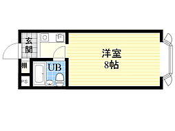 レナジア高槻 1Kの間取図画像