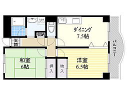 カーサドマーニ 2DKの間取図画像