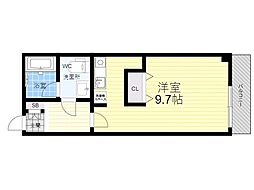 グランドライフ北之坊 ワンルームの間取図画像