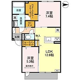 シエル・クレール 2LDKの間取図画像