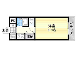 フレンズハイム光栄 1Kの間取図画像