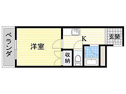 宮元七番館 1Kの間取図画像
