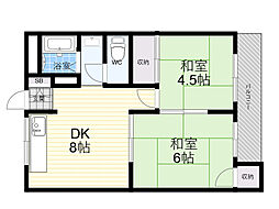 メゾン富田 2DKの間取図画像