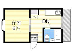 ライフハウスジャニス 1DKの間取図画像