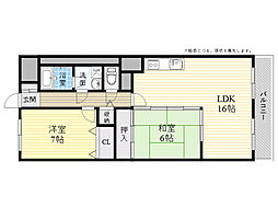 サンコーポ高槻ことぶき 2LDKの間取図画像