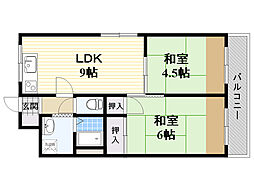 オークマンション 2DKの間取図画像