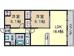 サンフォレスト 2LDKの間取図画像