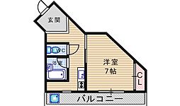 アンフィニィ・庄3 1DKの間取図画像