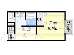 アンプルールmille 1Kの間取図画像