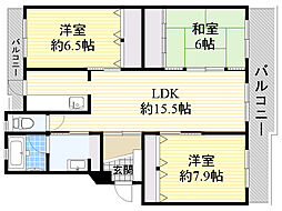 ラ・ヴェール茨木 3LDKの間取図画像