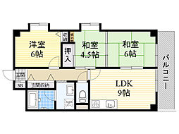 リバーサイドテラス 3DKの間取図画像