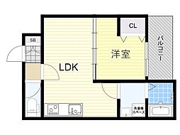 茨木市下穂積2丁目アパート 1LDKの間取図画像