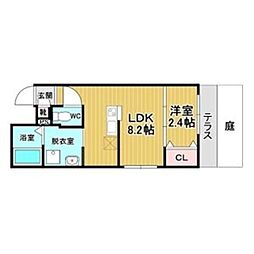 リアコート千里丘I NORTH 1LDKの間取図画像