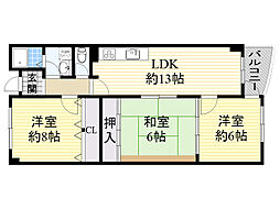ウィングビュー鮎川 3LDKの間取図画像