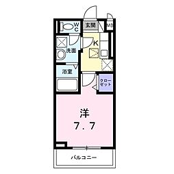 カーサモデルノ南摂津 1Kの間取図画像