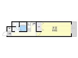 グランコート南摂津 1Kの間取図画像