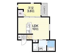 ボヌール千里丘 1LDKの間取図画像