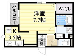 ソシュール 1Kの間取図画像