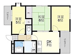 メゾン摂津 3DKの間取図画像