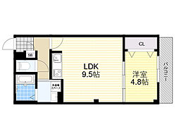 ソリティア茨木 1LDKの間取図画像