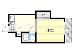 茨木フラワーハイツ第3フラワーハイツ 1Kの間取図画像