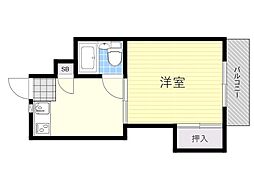 茨木フラワーハイツ第3フラワーハイツ 1Kの間取図画像