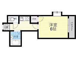 オマージュ南茨木 1Kの間取図画像