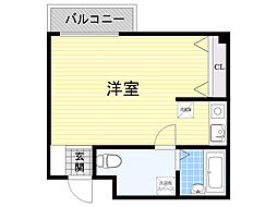 東千里OMパレス2 ワンルームの間取図画像