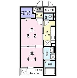 ライルツー 1DKの間取図画像