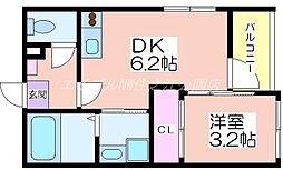 ハーモニーテラス住吉II 1DKの間取図画像