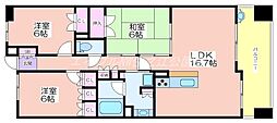 リバーガーデンコスモスクエア 3LDKの間取図画像