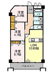 住吉建物2号館 3LDKの間取図画像