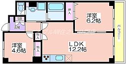 パティオ北加賀屋北棟 2LDKの間取図画像