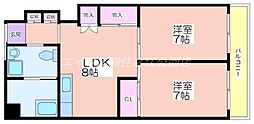 サン・コーポラス南港26号棟 2LDKの間取図画像