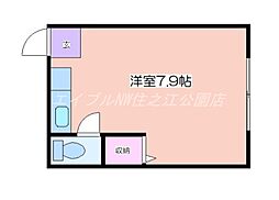 清水丘アパートB ワンルームの間取図画像