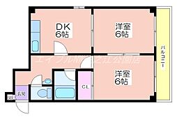 オーシャン住之江 2DKの間取図画像