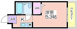 レナジア帝塚山 1Kの間取図画像