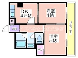 オーシャン住之江 2DKの間取図画像