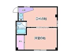 川瀬ビーンズハイツ 1DKの間取図画像