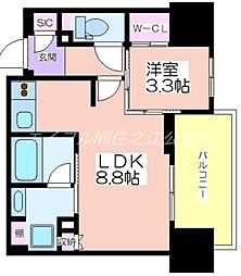 コンフォリア・リヴ本町WEST 1LDKの間取図画像